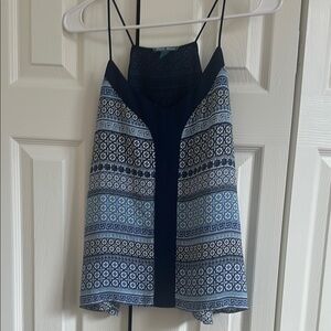 Blue Patterned Thin strap tank Top